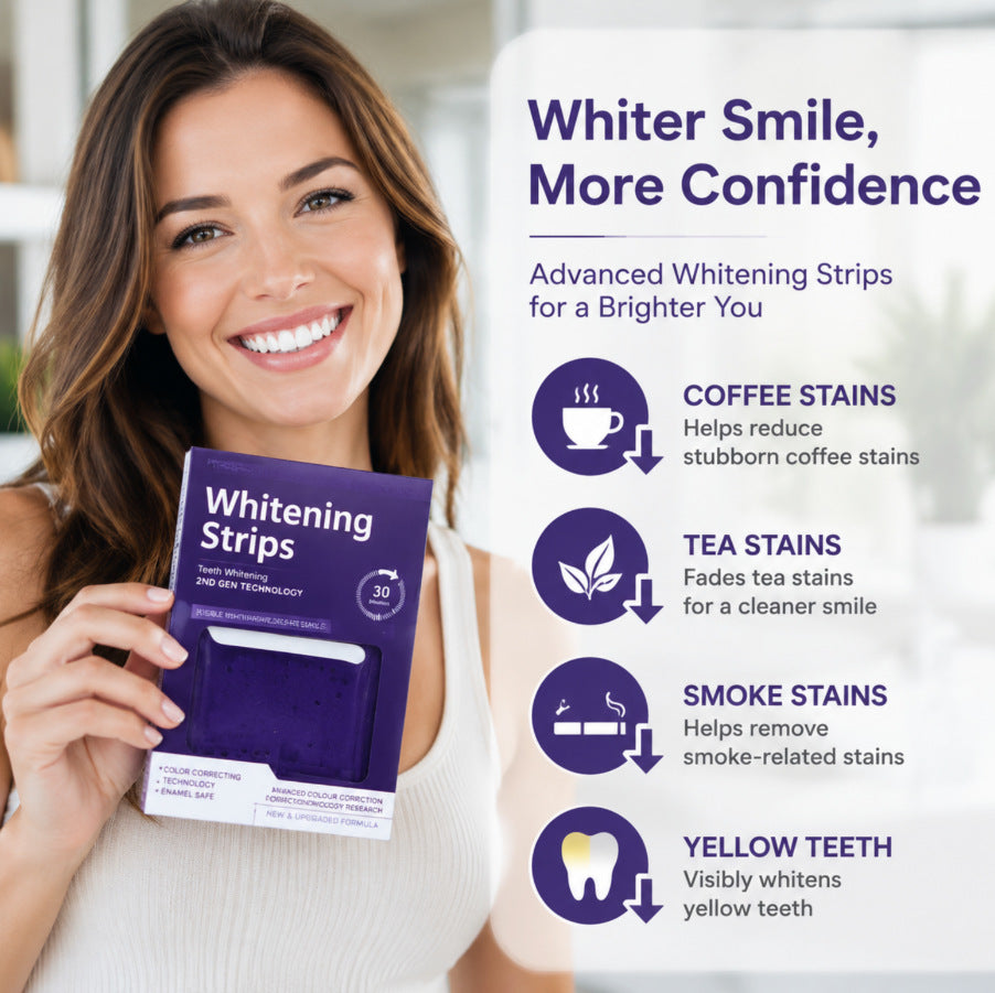✨ Purple Whitening Strips ✨ – Brighter Smile in 30 Minutes