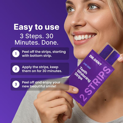 ✨ Purple Whitening Strips ✨ – Brighter Smile in 30 Minutes