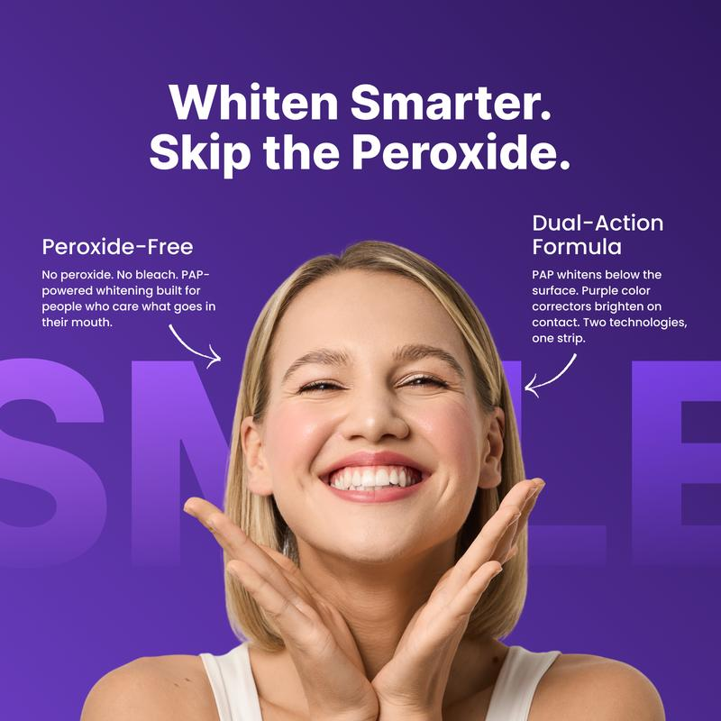 ✨ Purple Whitening Strips ✨ – Brighter Smile in 30 Minutes