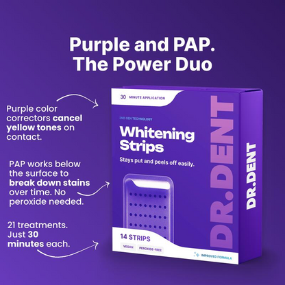 ✨ Purple Whitening Strips ✨ – Brighter Smile in 30 Minutes