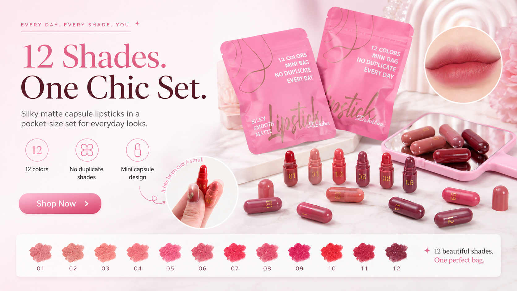 12 shades mini capsule lipstick set